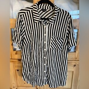 Torrid Monochrome Striped Button-Down Shirt